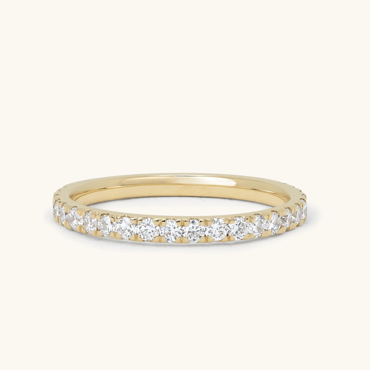 Round Shared Prong Half Eternity Band Wedding Ring