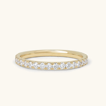 Round Shared Prong Half Eternity Band Wedding Ring