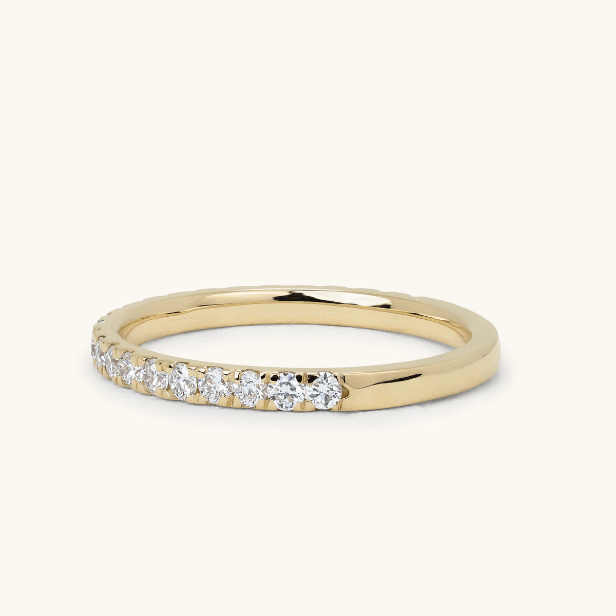 Round Shared Prong Half Eternity Band Wedding Ring