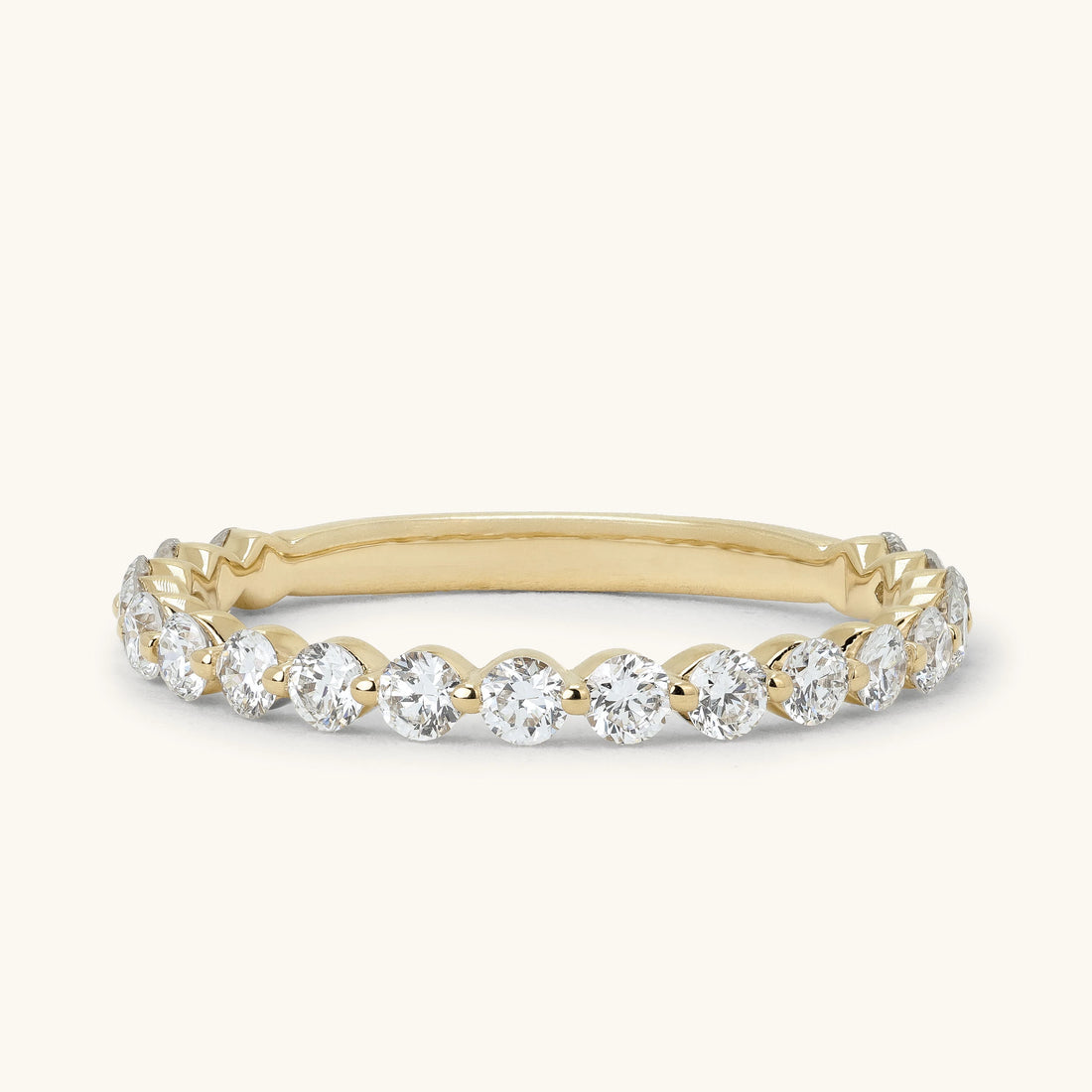 Round Floating Prong Half Eternity Band Wedding Ring