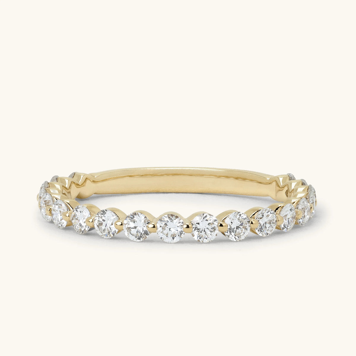 Round Floating Prong Half Eternity Band Wedding Ring