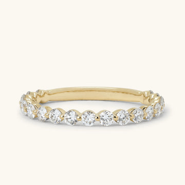 Round Floating Prong Half Eternity Band Wedding Ring