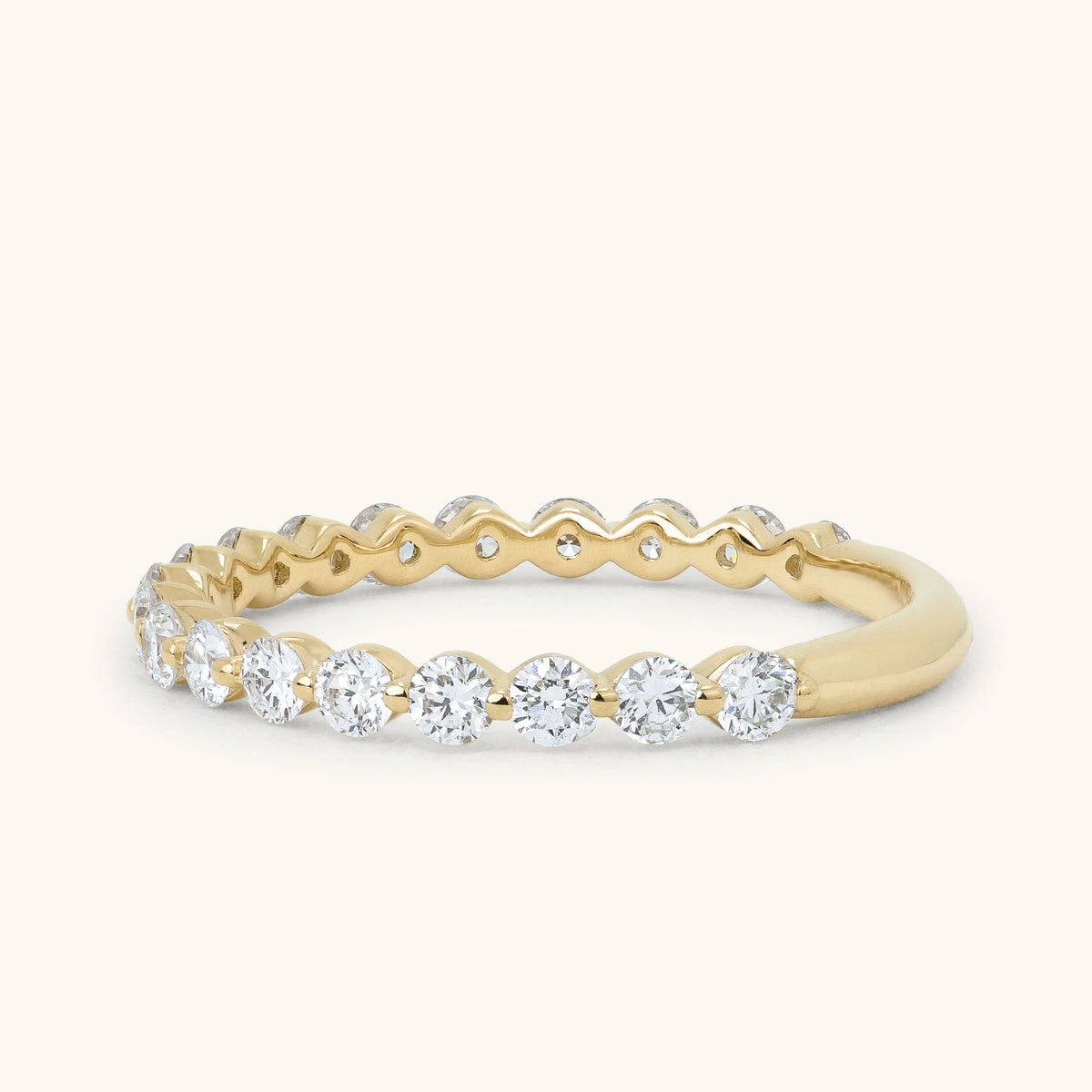Round Floating Prong Half Eternity Band Wedding Ring