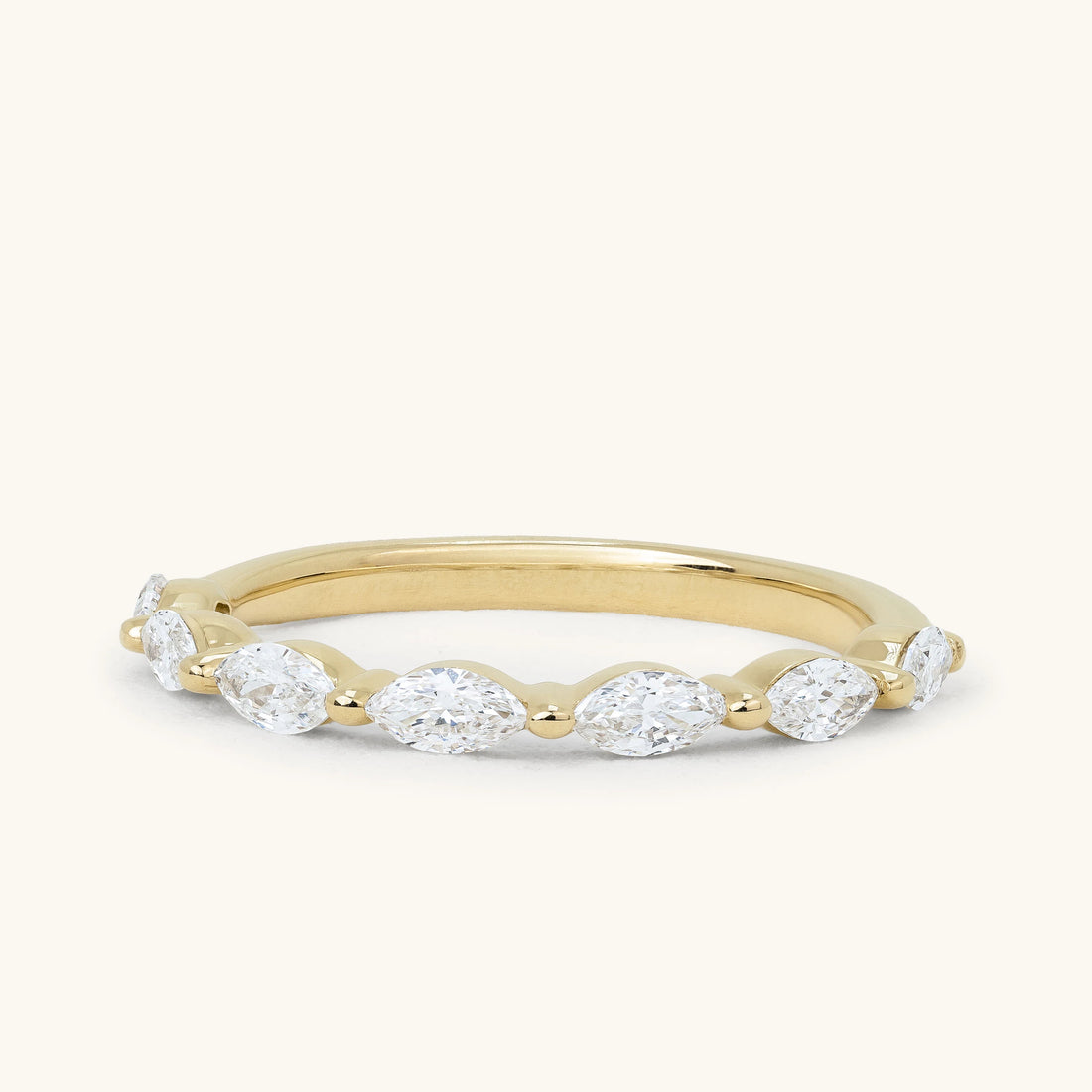 East West Marquise Bead Spaced Band Wedding Ring