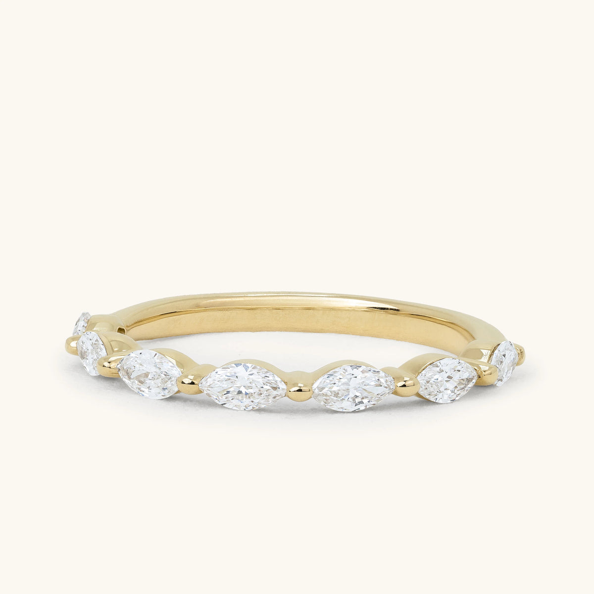 East West Marquise Bead Spaced Band Wedding Ring