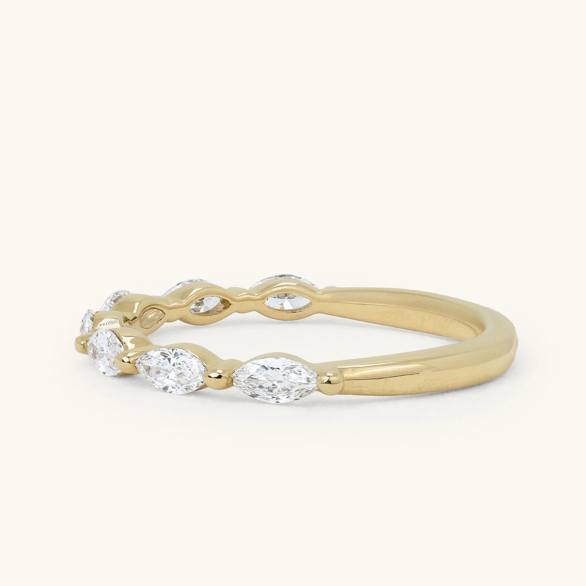 East West Marquise Bead Spaced Band Wedding Ring
