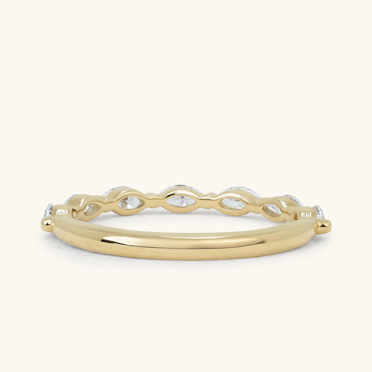 East West Marquise Bead Spaced Band Wedding Ring