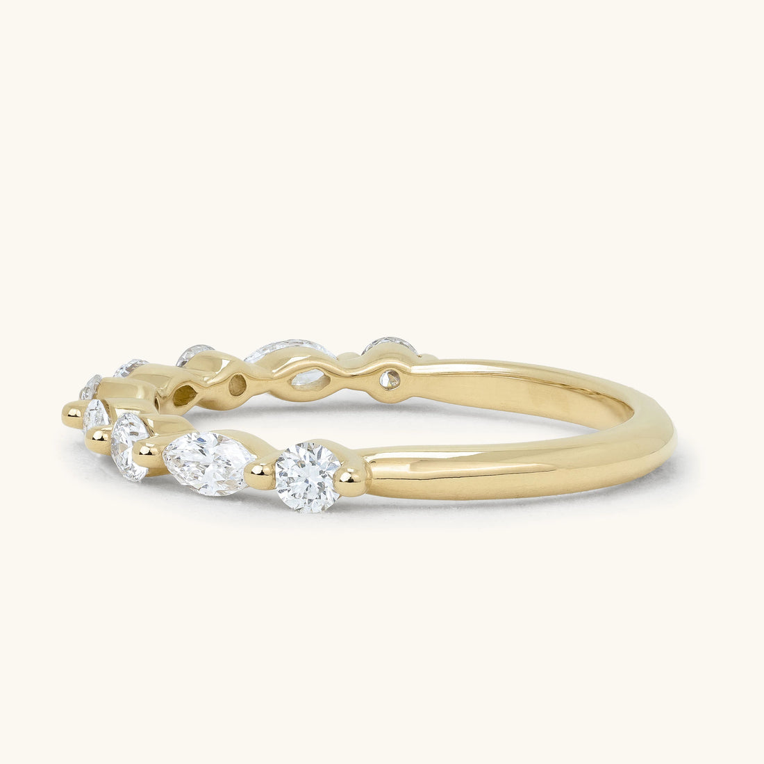 Alternating Marquise Round Bead Set Band Wedding Ring