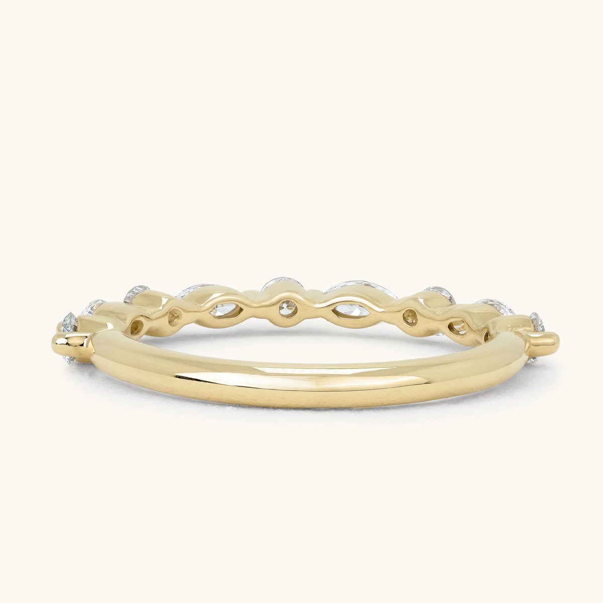 Alternating Marquise Round Bead Set Band Wedding Ring