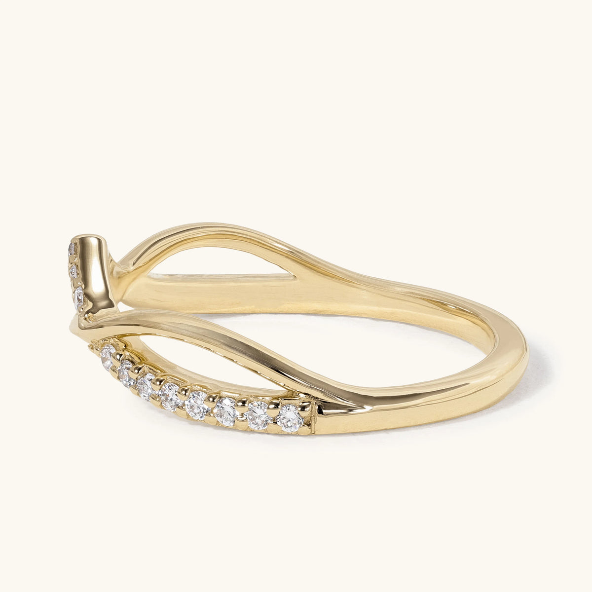 Crossover Pave Chevron Curved Band Wedding Ring