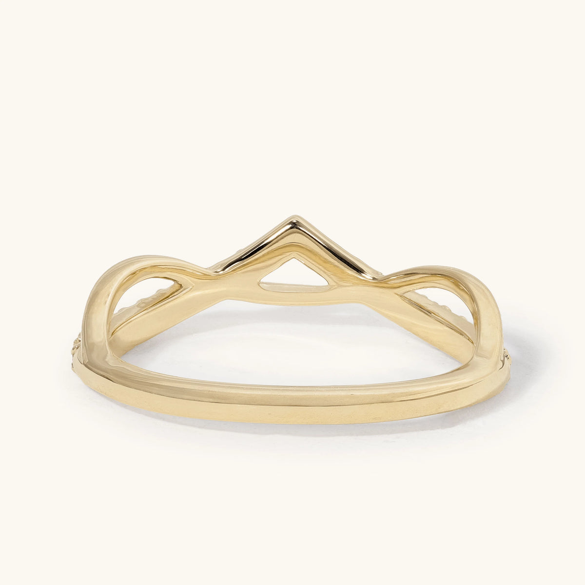 Crossover Pave Chevron Curved Band Wedding Ring