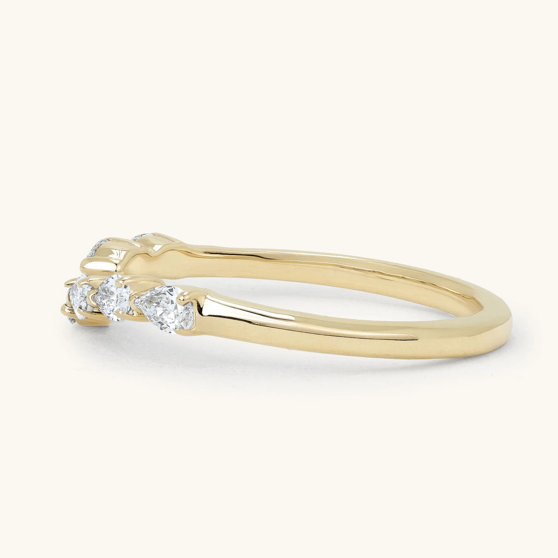 Pear Accent Stone Open Cuff Band Wedding Ring