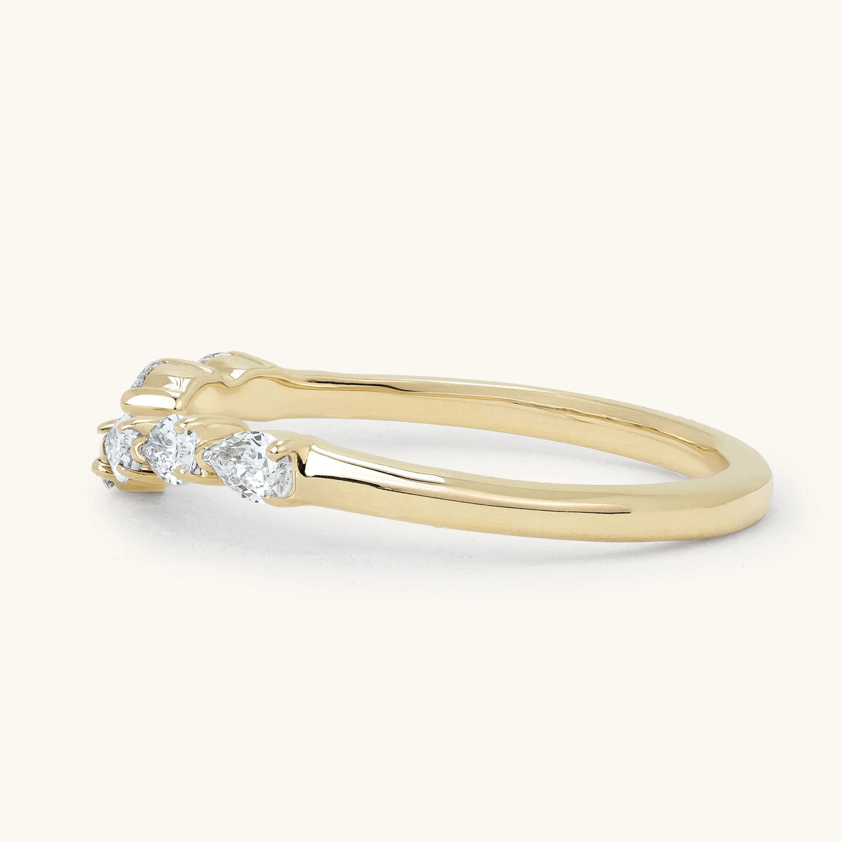 Pear Accent Stone Open Cuff Band Wedding Ring
