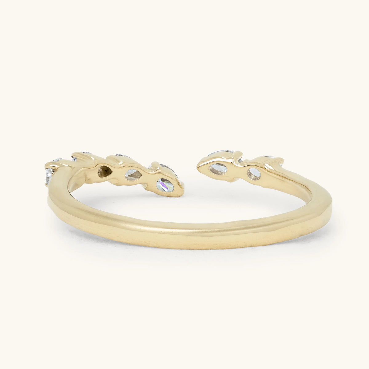 Pear Accent Stone Open Cuff Band Wedding Ring