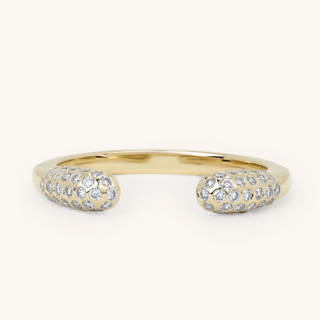 Scattered Diamond Domed End Open Cuff Wedding Ring