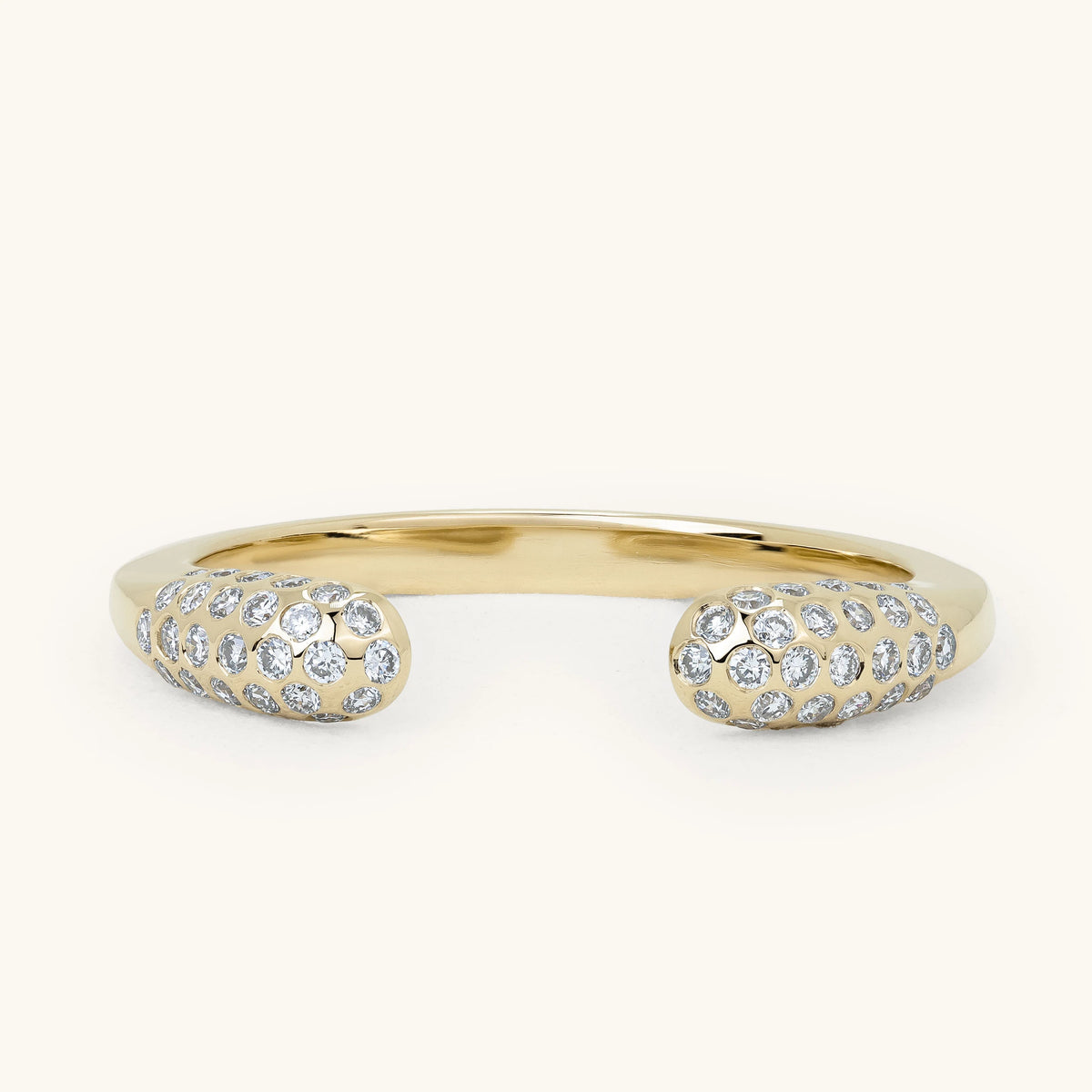 Scattered Diamond Domed End Open Cuff Wedding Ring