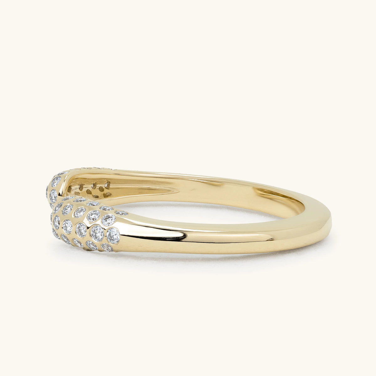 Scattered Diamond Domed End Open Cuff Wedding Ring