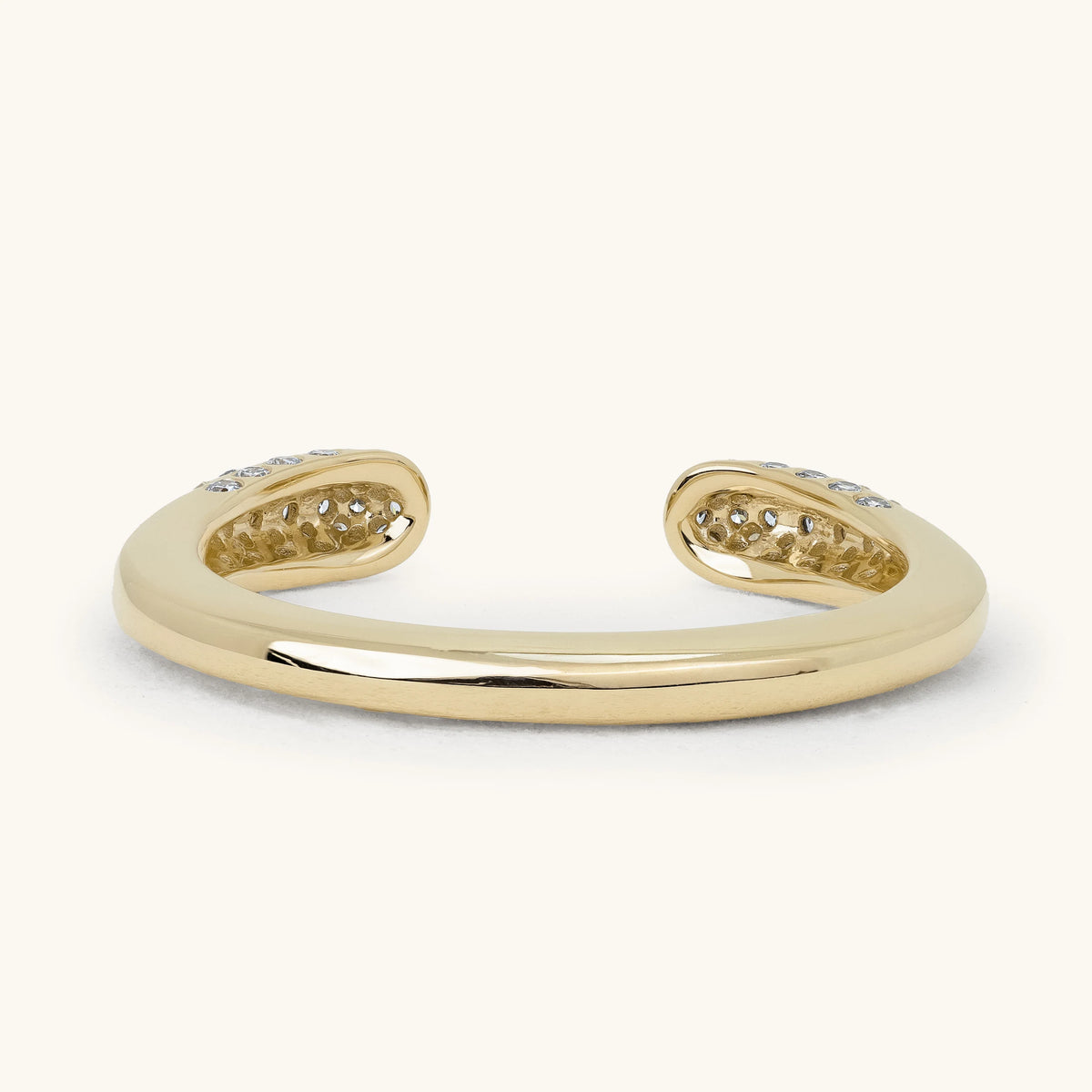 Scattered Diamond Domed End Open Cuff Wedding Ring