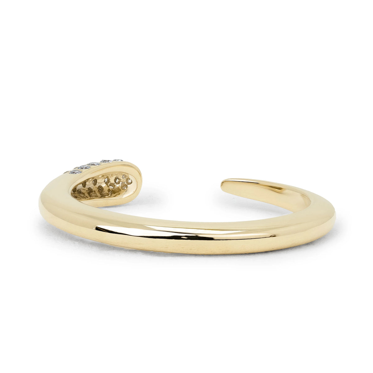 Asymmetric Scattered Diamond Domed Tip Open Cuff Wedding Ring