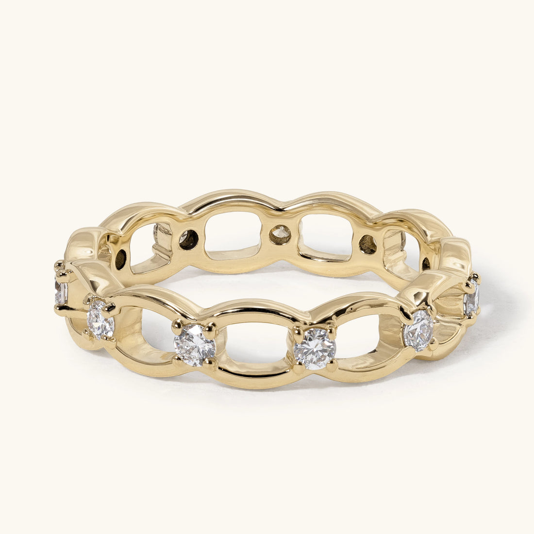 Round Diamond Chain Link Open Eternity Wedding Ring