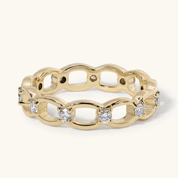 Round Diamond Chain Link Open Eternity Wedding Ring