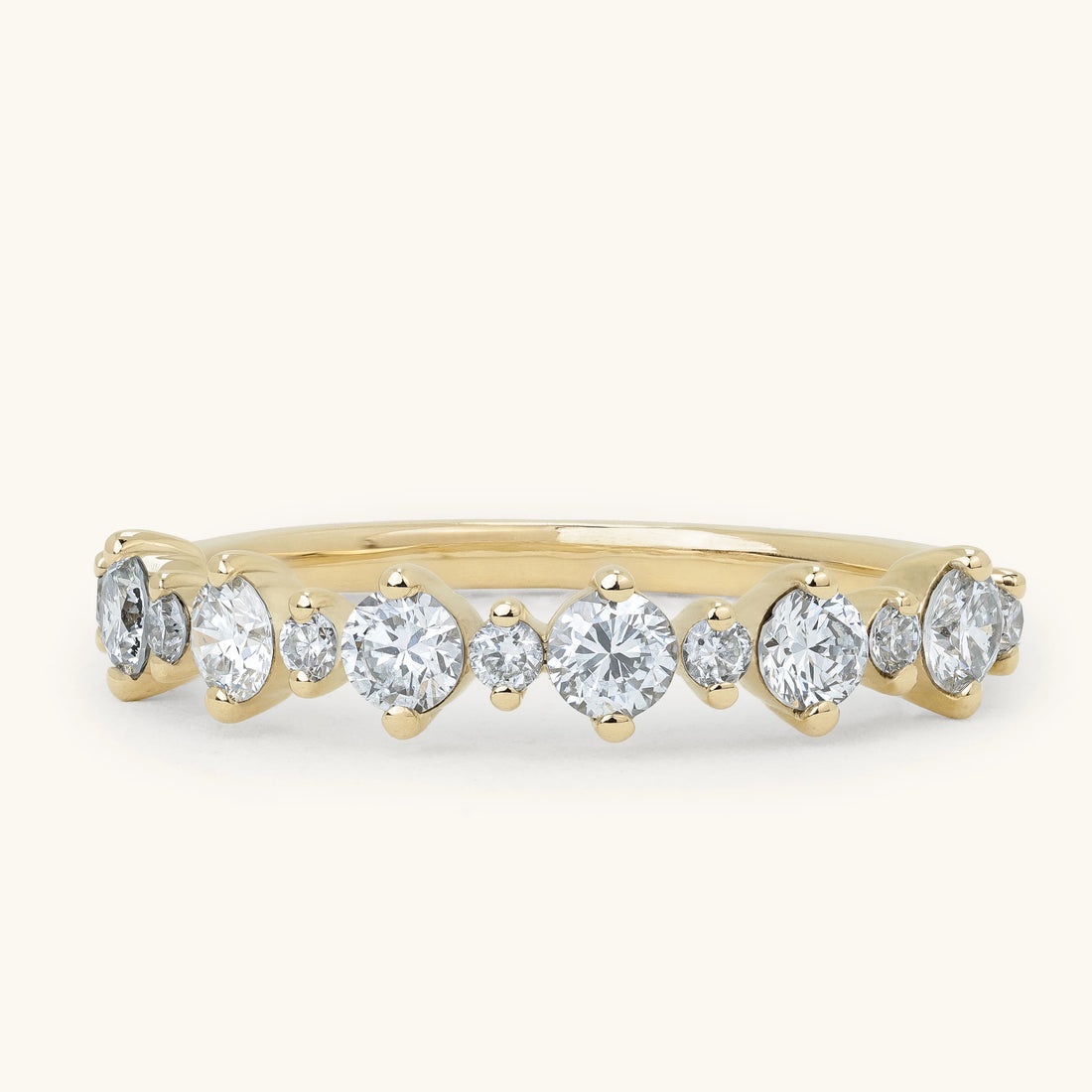 Alternating Large Small Round Accent Stone Half Eternity Wedding Ring