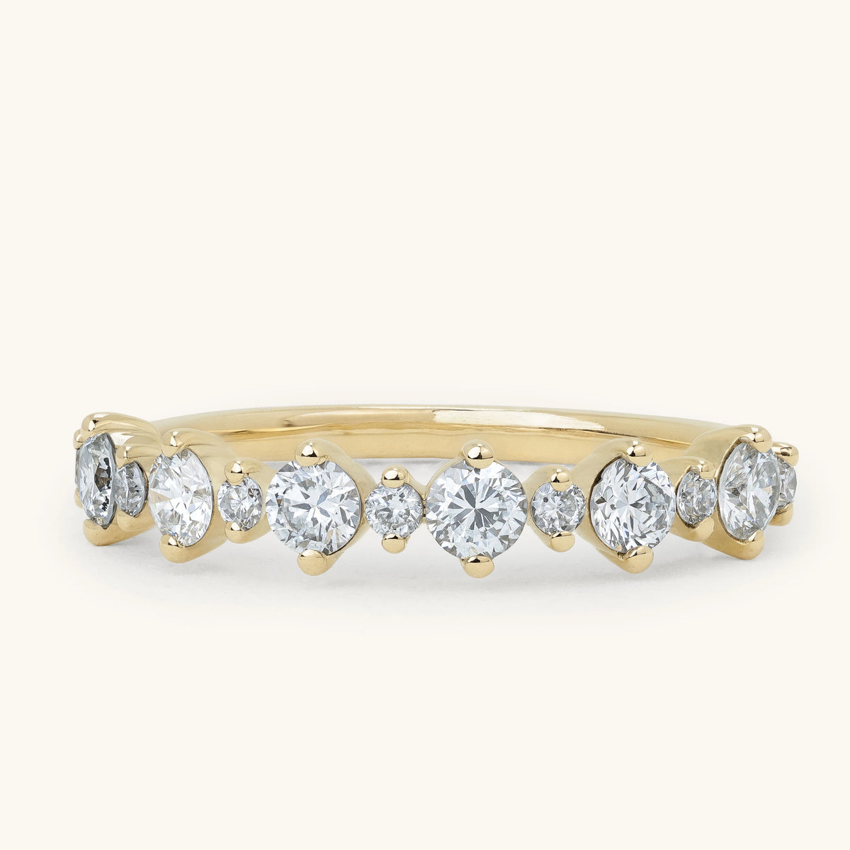 Alternating Large Small Round Accent Stone Half Eternity Wedding Ring