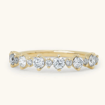 Alternating Large Small Round Accent Stone Half Eternity Wedding Ring