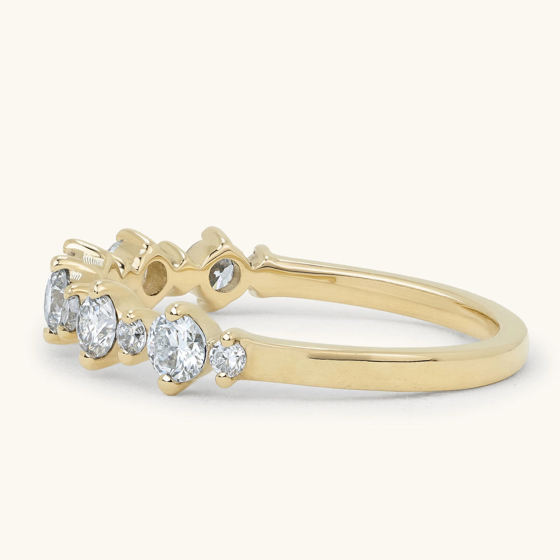 Alternating Large Small Round Accent Stone Half Eternity Wedding Ring