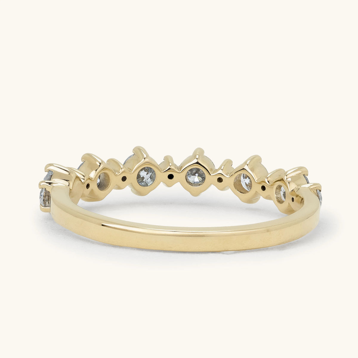 Alternating Large Small Round Accent Stone Half Eternity Wedding Ring
