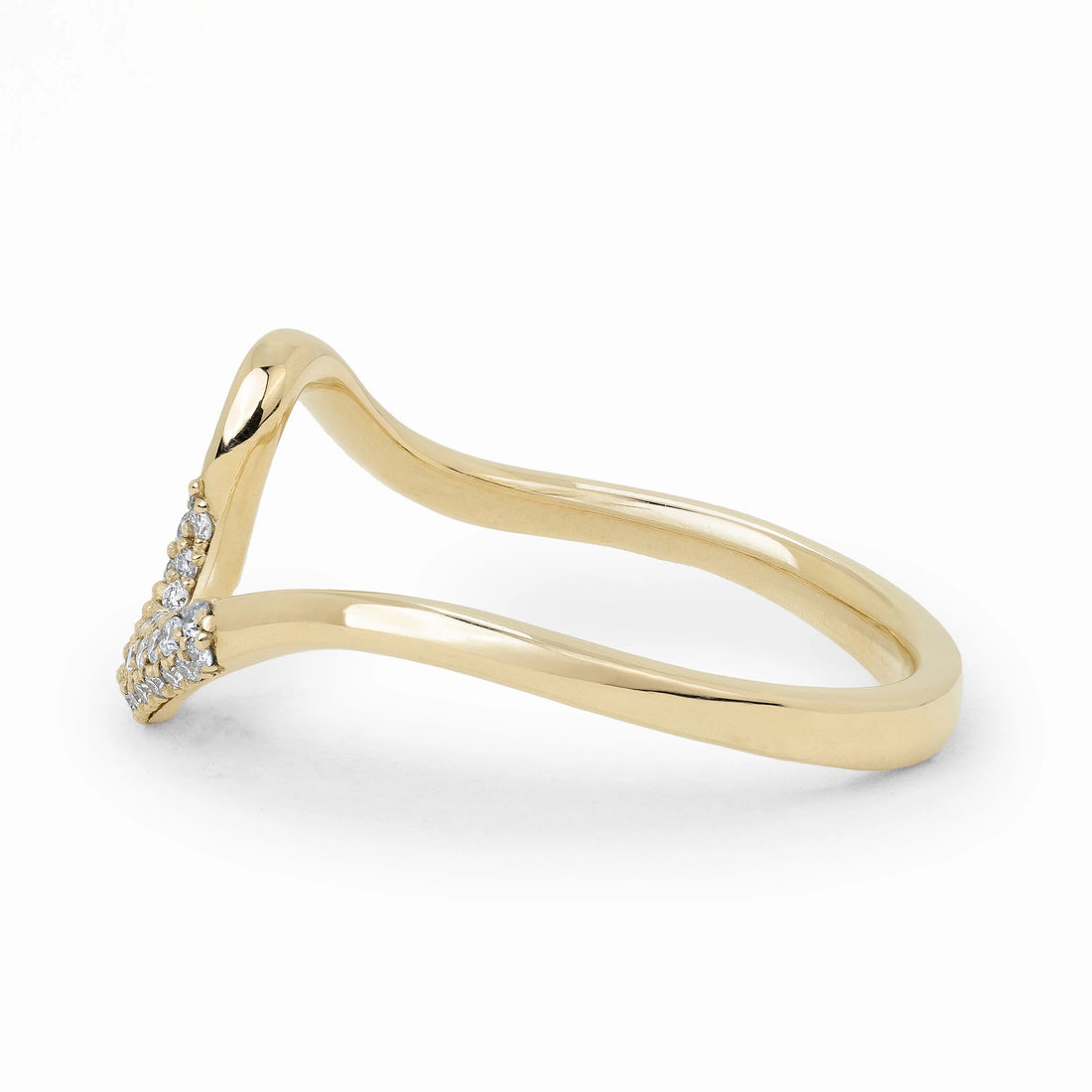 Sculptural Wave Pave Diamond Ribbon Band Wedding Ring
