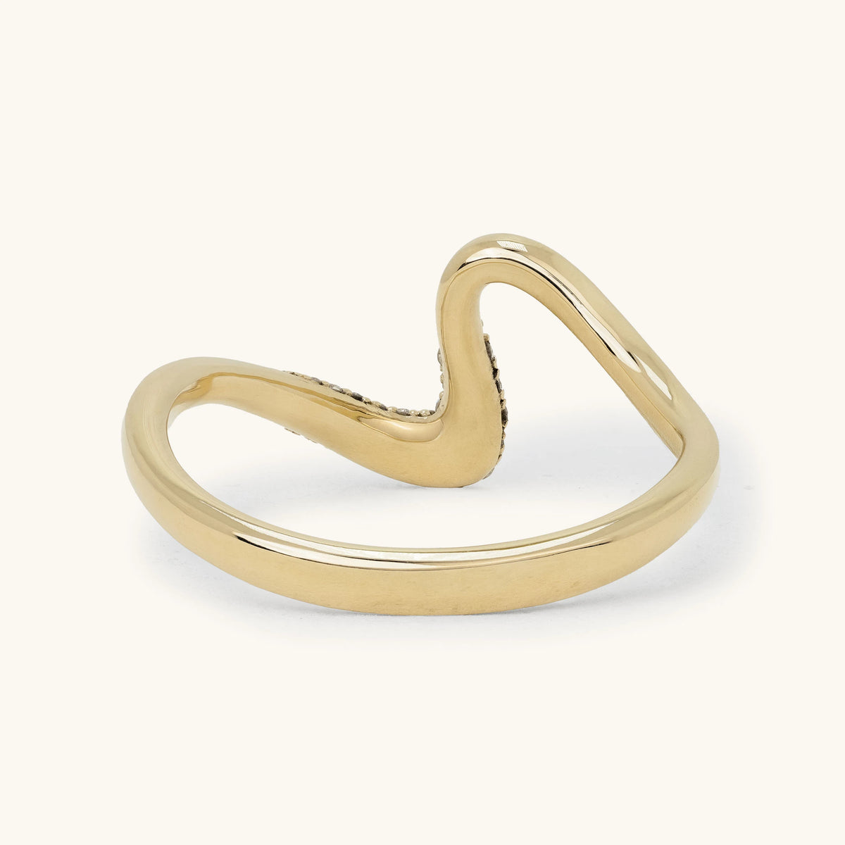 Sculptural Wave Pave Diamond Ribbon Band Wedding Ring