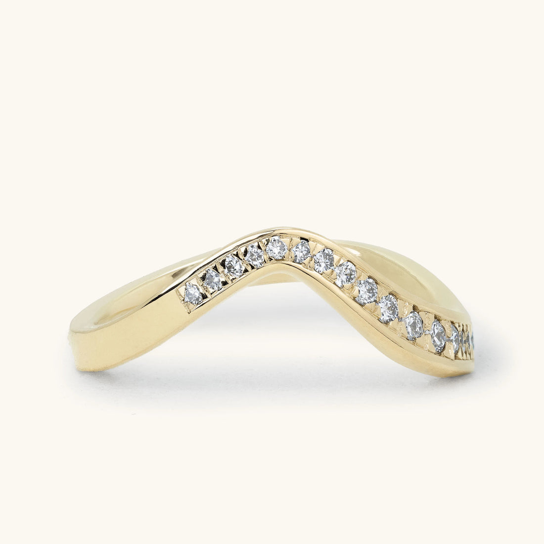 Graduated Pave Undulating Curved Band Wedding Ring