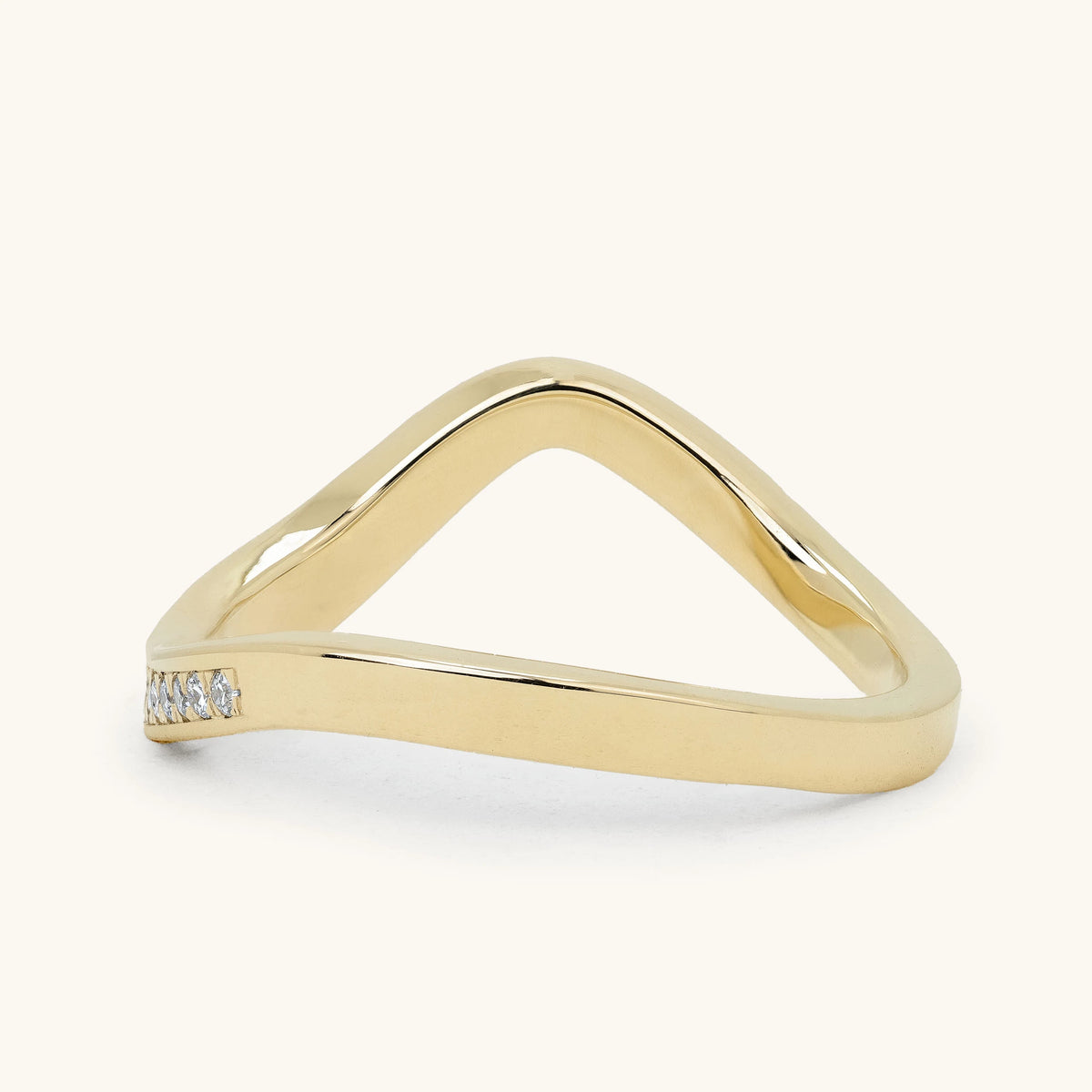 Graduated Pave Undulating Curved Band Wedding Ring