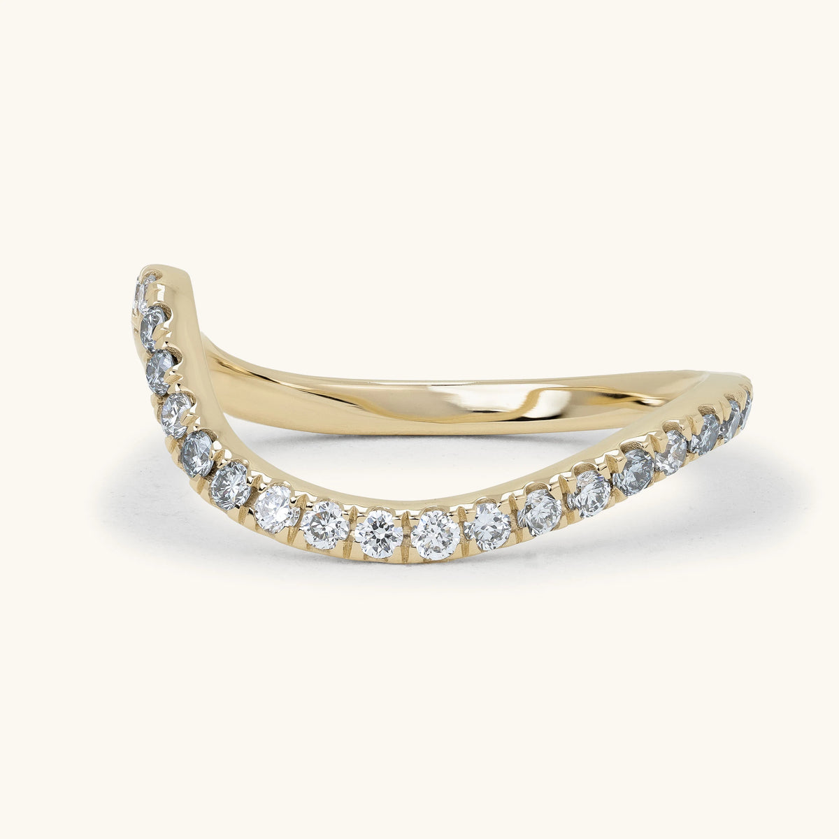 Shared Prong Round Diamond Wave Curved Eternity Wedding Ring