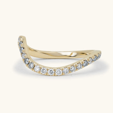 Shared Prong Round Diamond Wave Curved Eternity Wedding Ring