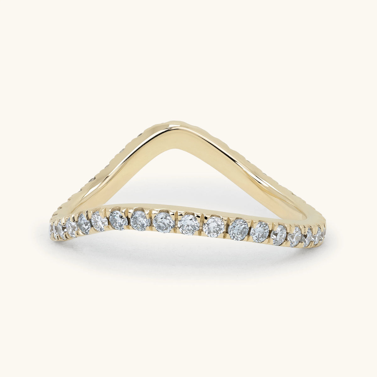 Shared Prong Round Diamond Wave Curved Eternity Wedding Ring