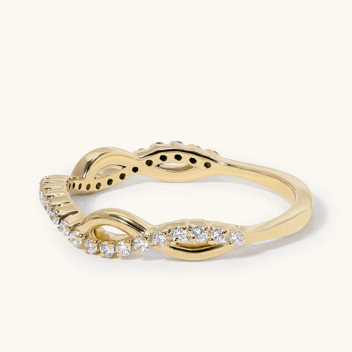Twisted Infinity Pave Weave Crossover Band Wedding Ring