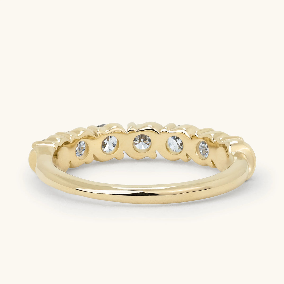 Round Diamond S Curl Prong Half Eternity Wedding Ring
