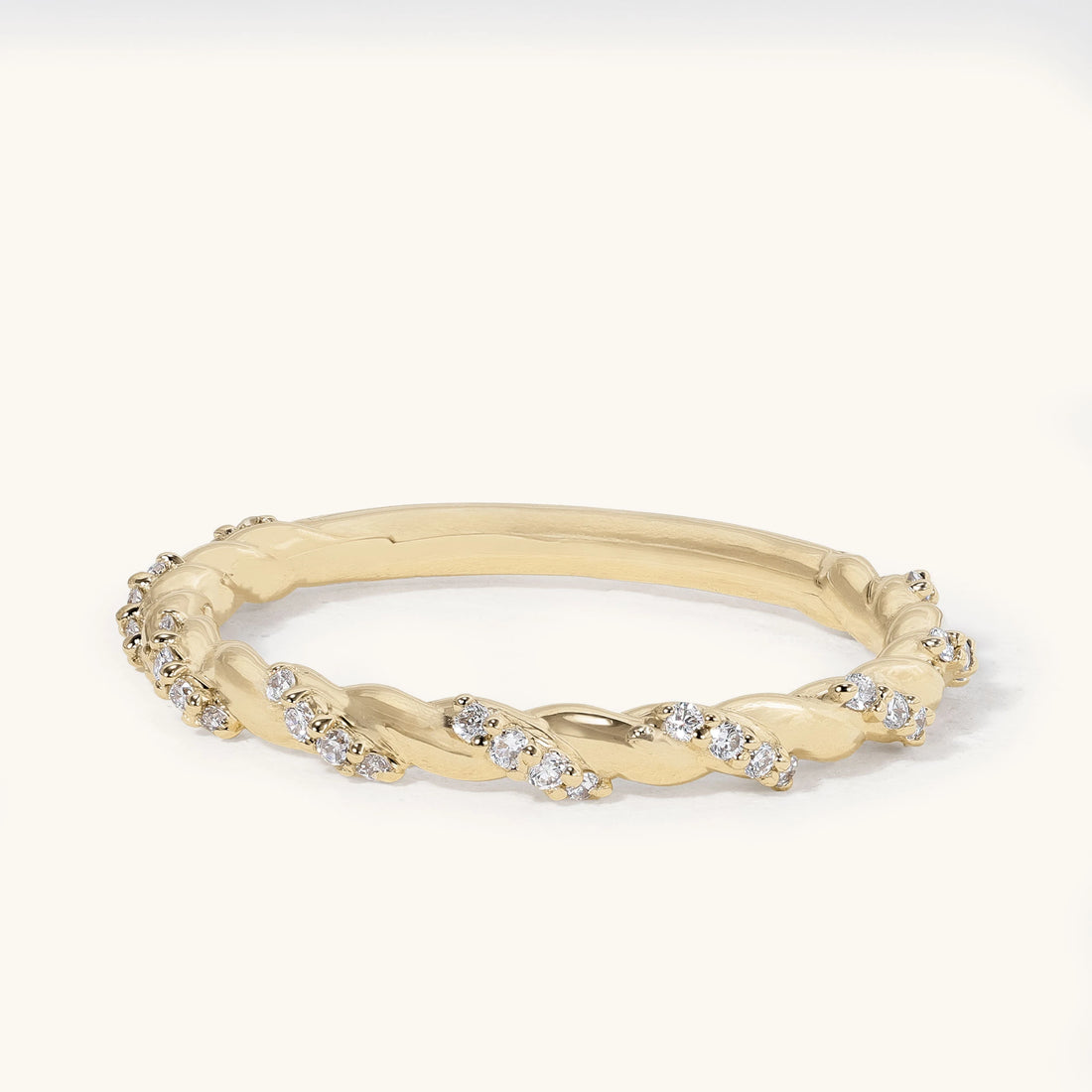 Twisted Rope Diamond Accent Spiral Band Wedding Ring