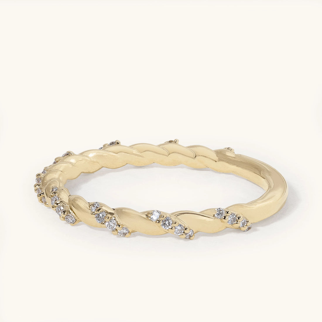 Twisted Rope Diamond Accent Spiral Band Wedding Ring