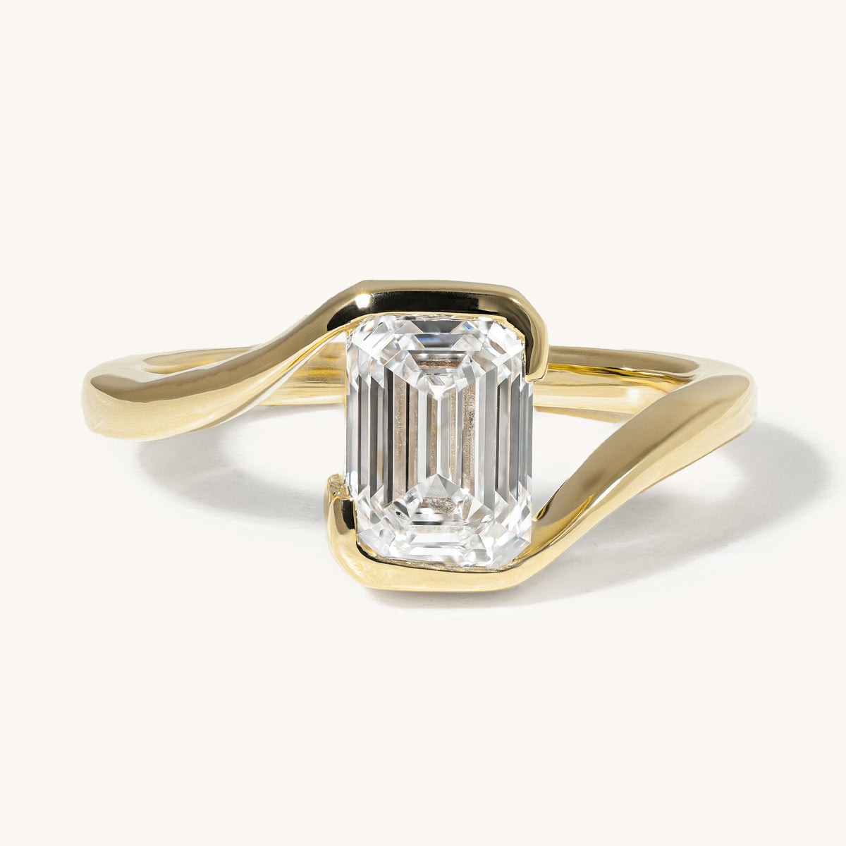 1.5ct Emerald Claw Solitaire with Bypass Band Engagement Ring