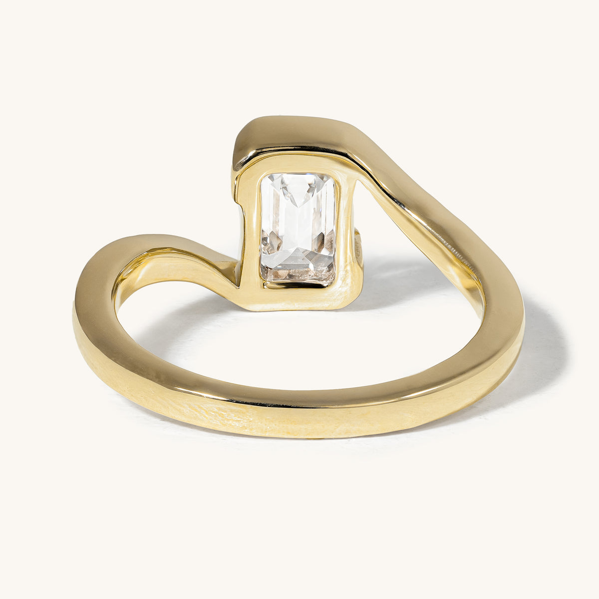 1.5ct Emerald Claw Solitaire with Bypass Band Engagement Ring