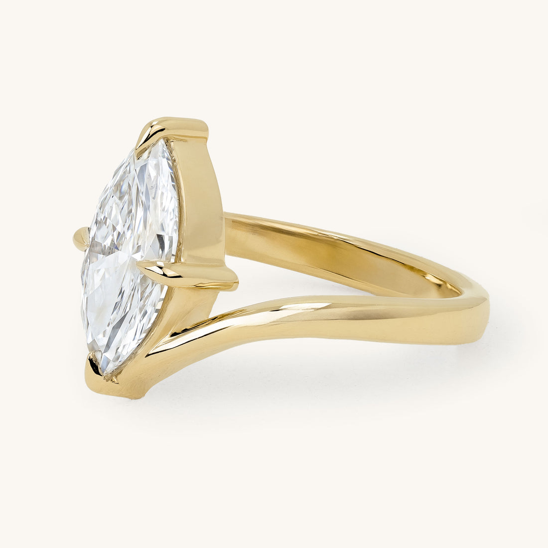 1.5ct Marquise Claw Solitaire with Bypass Band Engagement Ring