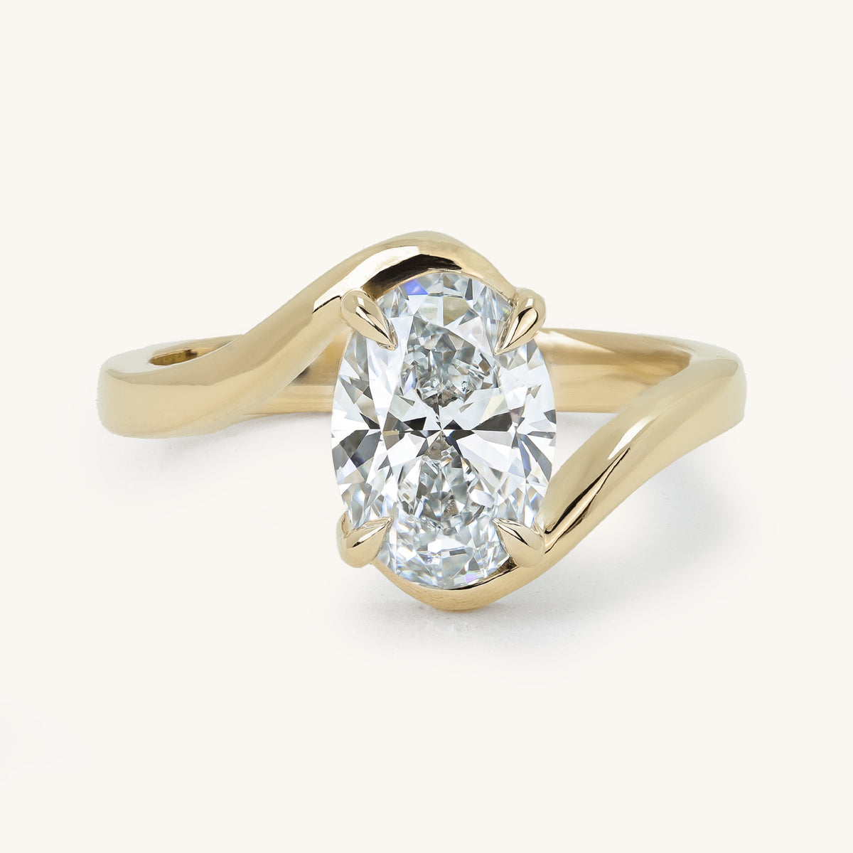 1.5ct Oval Claw Solitaire with Bypass Band Engagement Ring