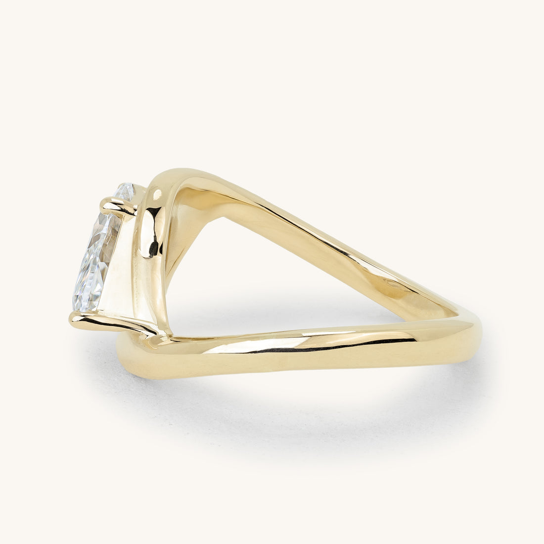 1.51ct East-West Marquise Claw Solitaire with Bypass Band Engagement Ring