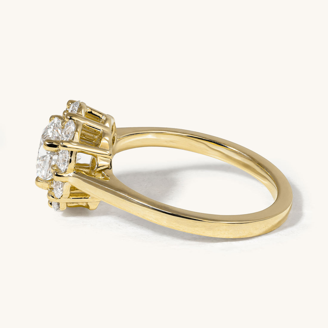 1ct Round Claw Solitaire with Round Halo Engagement Ring