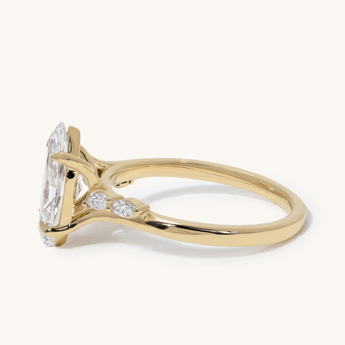 1.51ct Marquise Claw Solitaire with Opposing Marquise Accents and Cathedral Setting Engagement Ring
