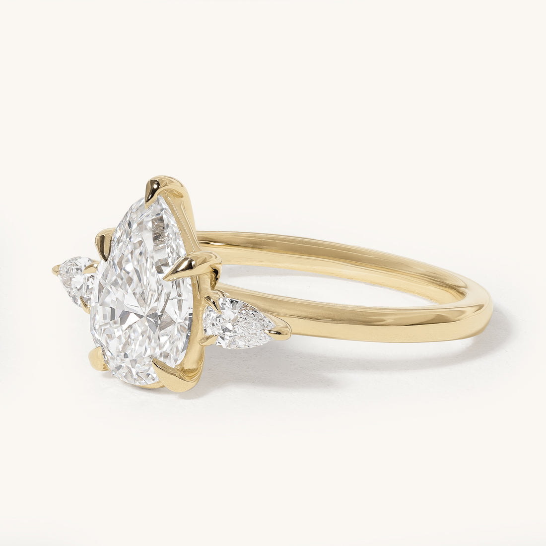 1.50ct Pear Claw Trilogy with Pear Side Stones Engagement Ring