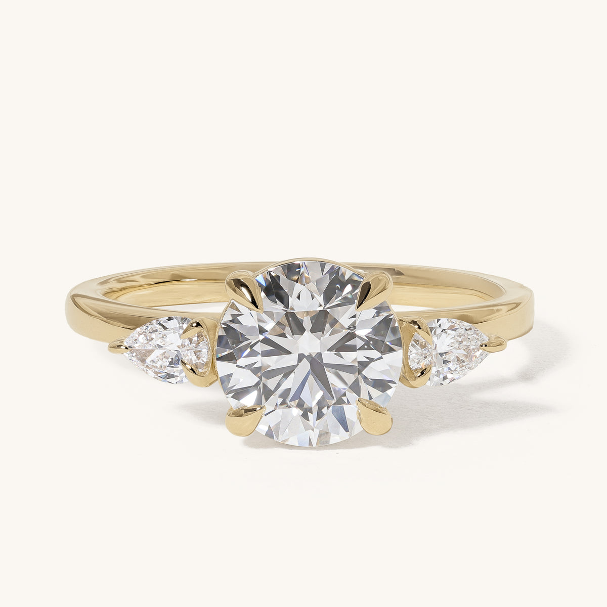 1.51ct Round Claw Trilogy with Pear Side Stones Engagement Ring